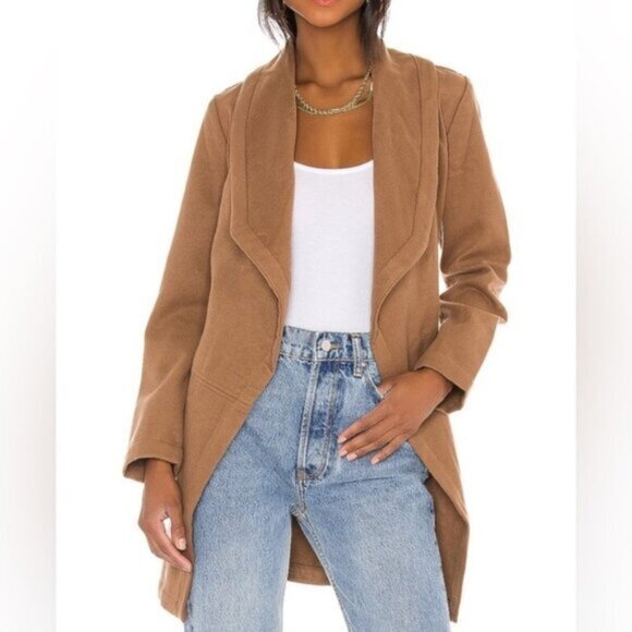 BB DAKOTA Felt Cute Might Cozy Coat Jacket Wrap Brown Camel Size XS - Picture 4 of 14